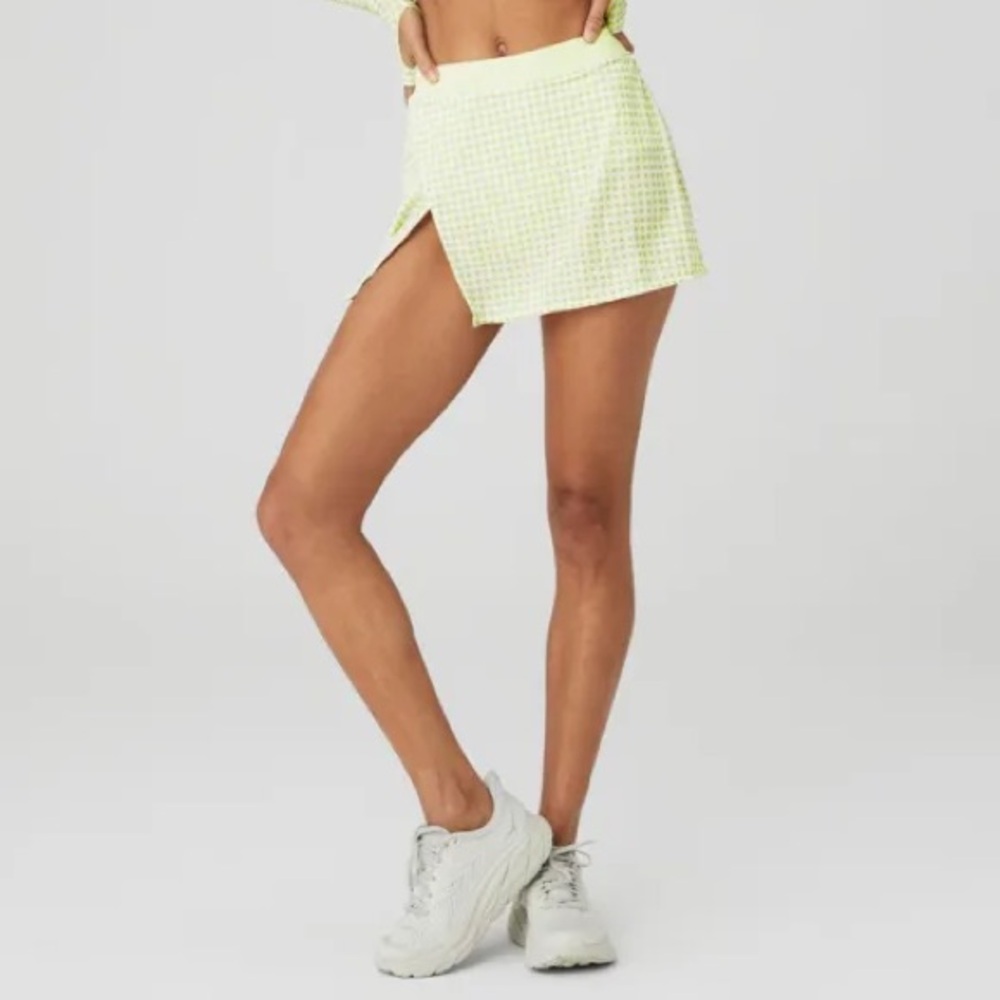 ALO Yoga Light Green Gingham Skort - Picture 1 of 7